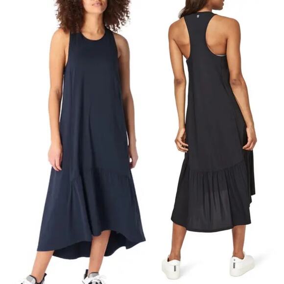 Sweaty Betty Ace Racerback High Low Tank Midi Dress Navy Summer Sporty Sz M FLAW - Picture 12 of 12
